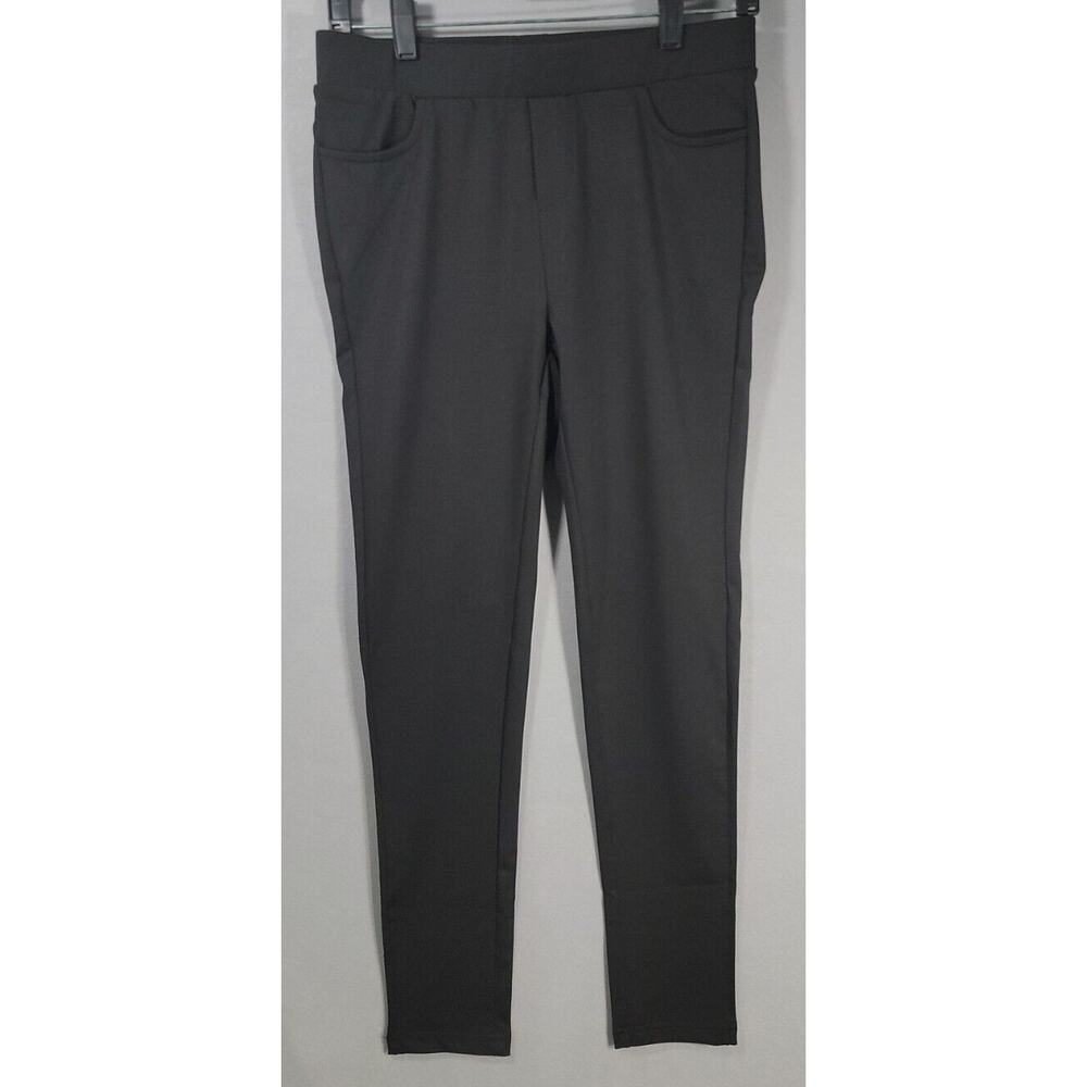 Bamans Dress Pants Womens Medium Black Straight Leg Elastic Waist